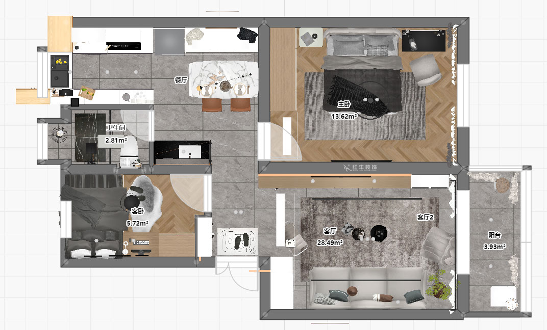 高灵慧｜风光里29-108-801-70㎡-现代风格｜2室1厅1卫｜老房装修｜定制家｜全包10